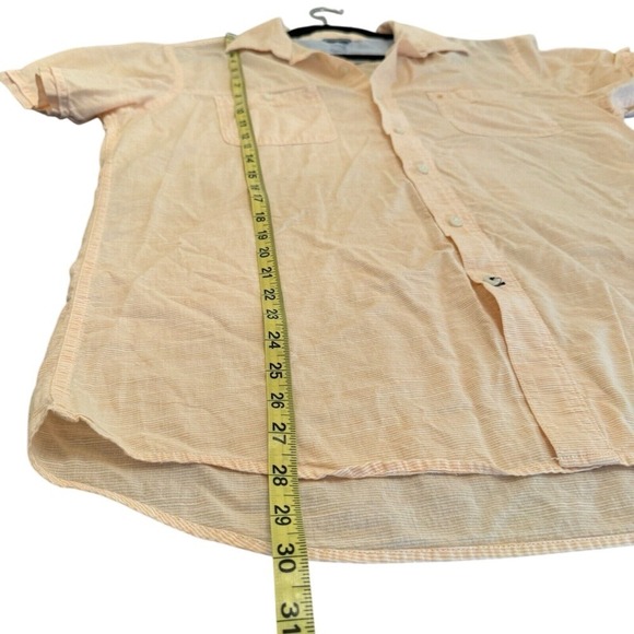 Izod Saltwater Relaxed Classic Sz‎ L Short Sleeve Orange Cotton Button Up Shirt - Picture 7 of 8